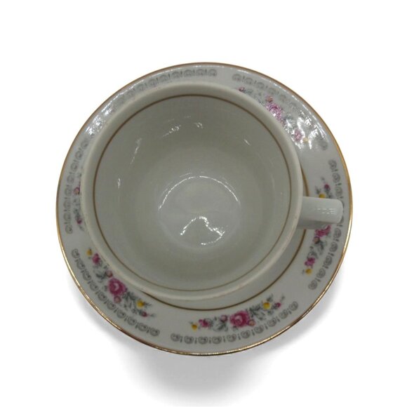 JLMENAU Graf Von Henneberg Floral Gold Trim Cup & Saucer Germany Vintage - Picture 6 of 11